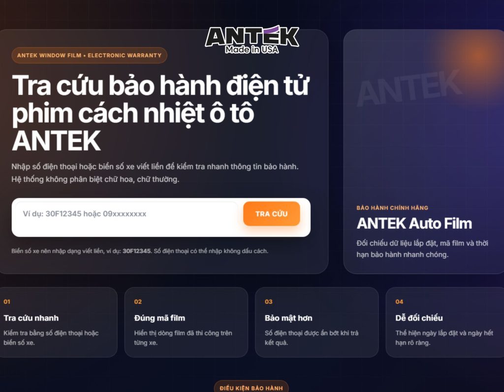 Bảo hành điện tử ANTEK